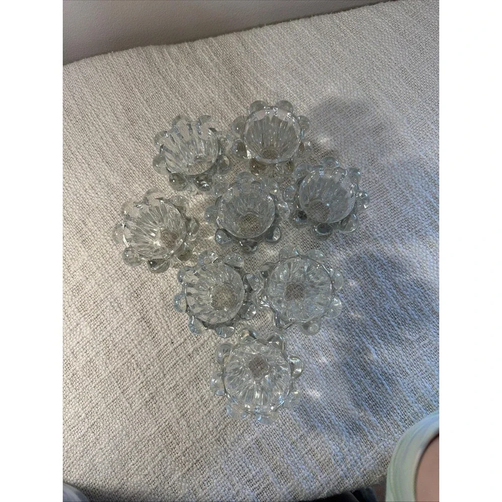 Vintage Bubble Glass Clear Candle Holders Set of 8